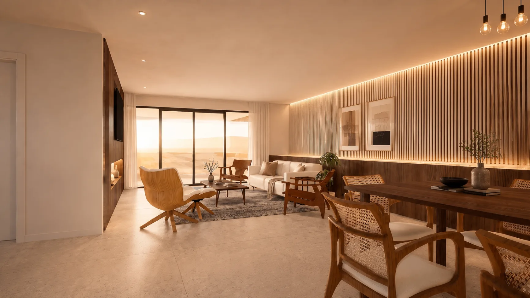 Sala de jantar e zona social da habitação unifamiliar em Torres Vedras