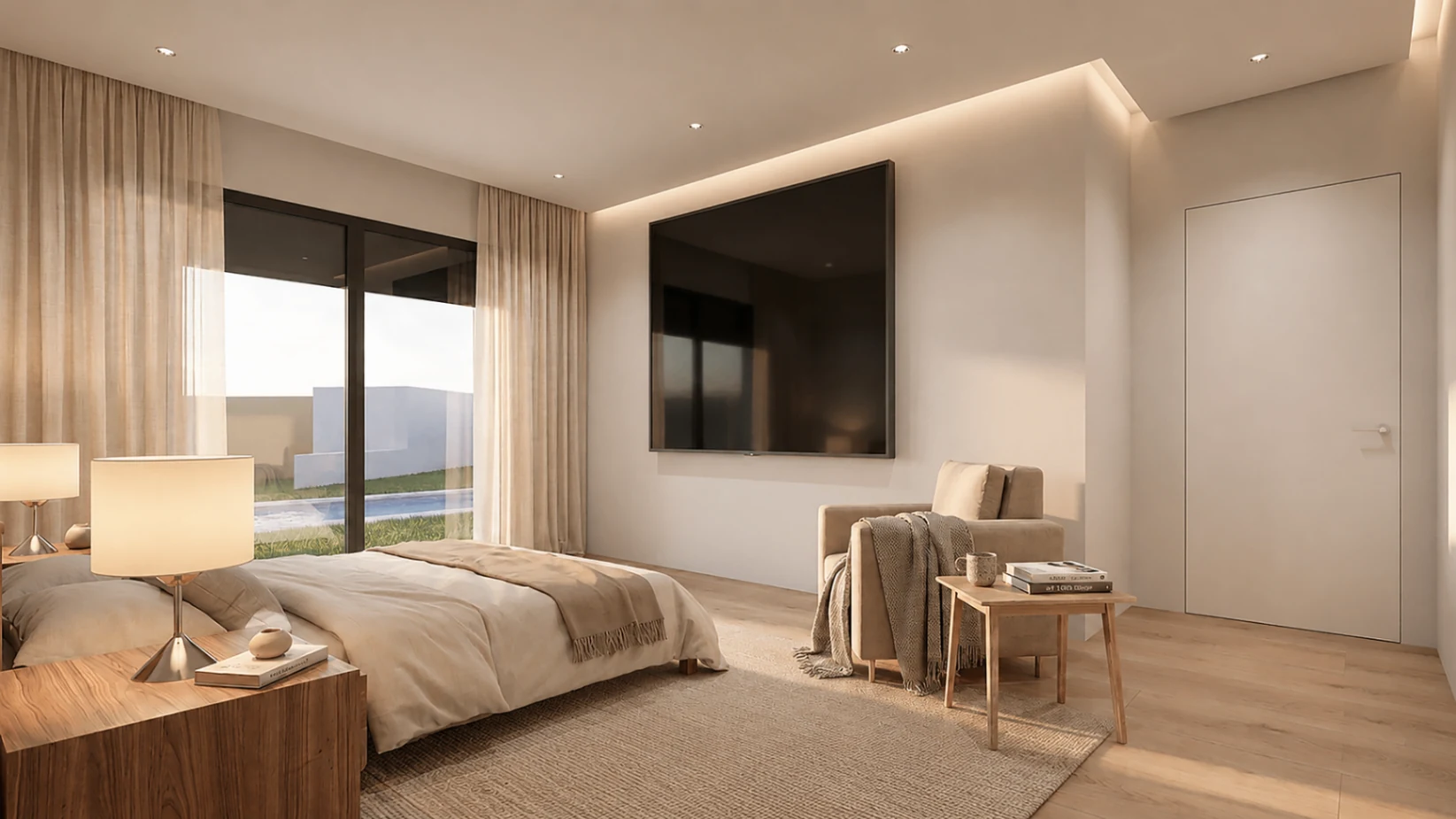 Quarto da Casa Rua do Sol com linguagem contemporânea